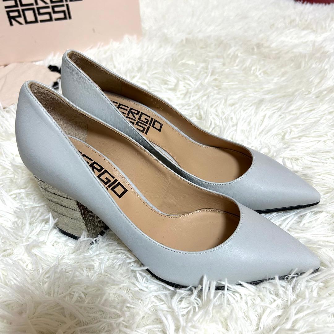 新品✨春に◎セルジオロッシ 36 太ヒール ポインテッドトゥ パンプス
