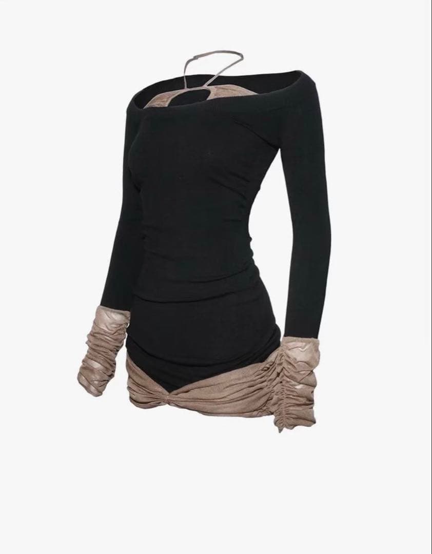 ワンピース THEREDTHREAD S sheer docked dress mini