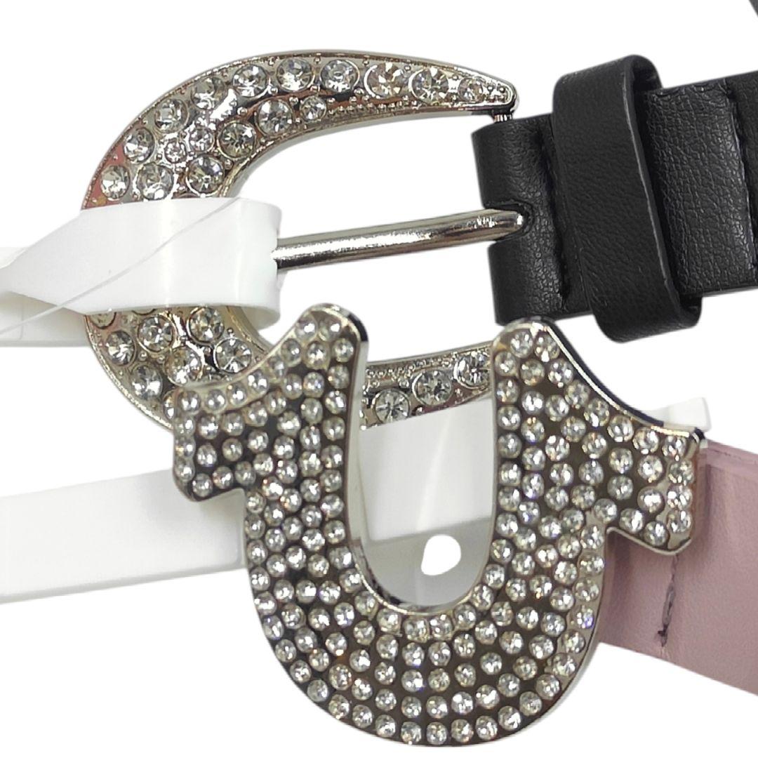 【2本セット】トゥルーレリジョン ホースシューバックルベルト ラインストーン