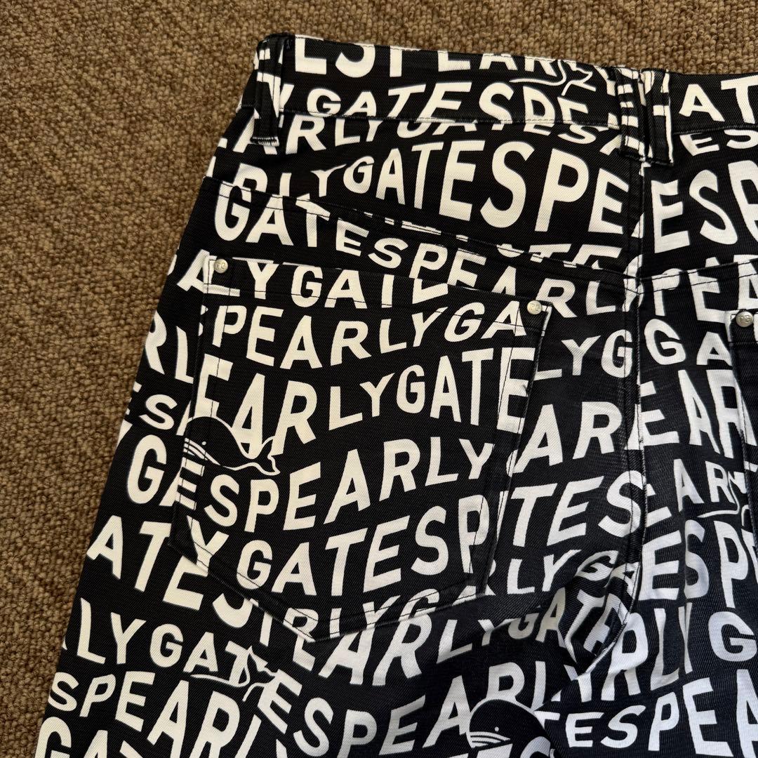 パーリーゲイツ　パンツ　総柄　M〜L相当　紺　白　ネイビー　鯨デザイン　4