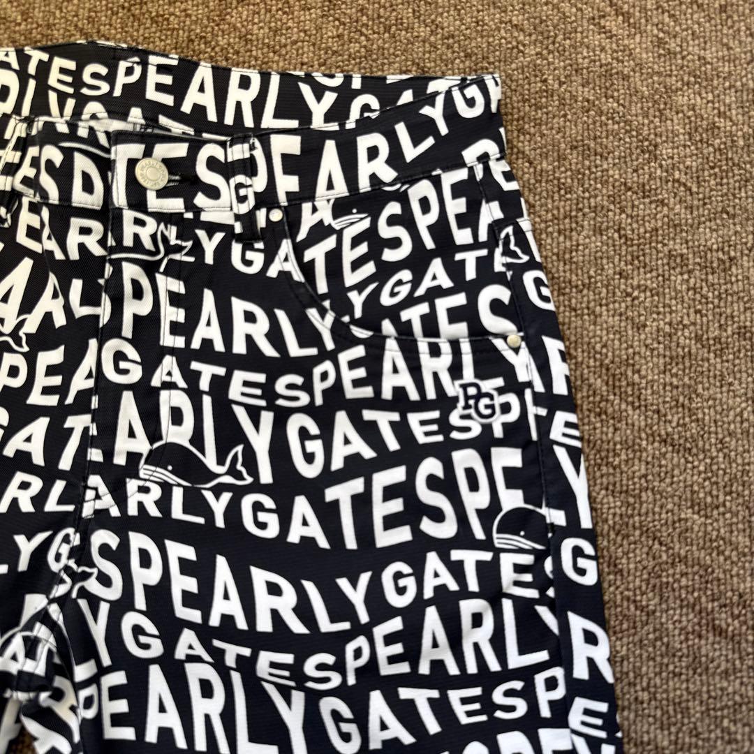 パーリーゲイツ　パンツ　総柄　M〜L相当　紺　白　ネイビー　鯨デザイン　4