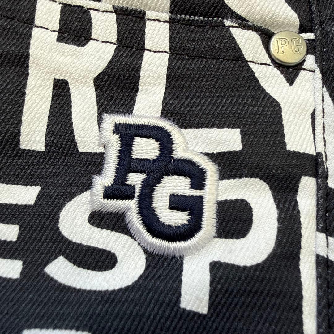 パーリーゲイツ　パンツ　総柄　M〜L相当　紺　白　ネイビー　鯨デザイン　4