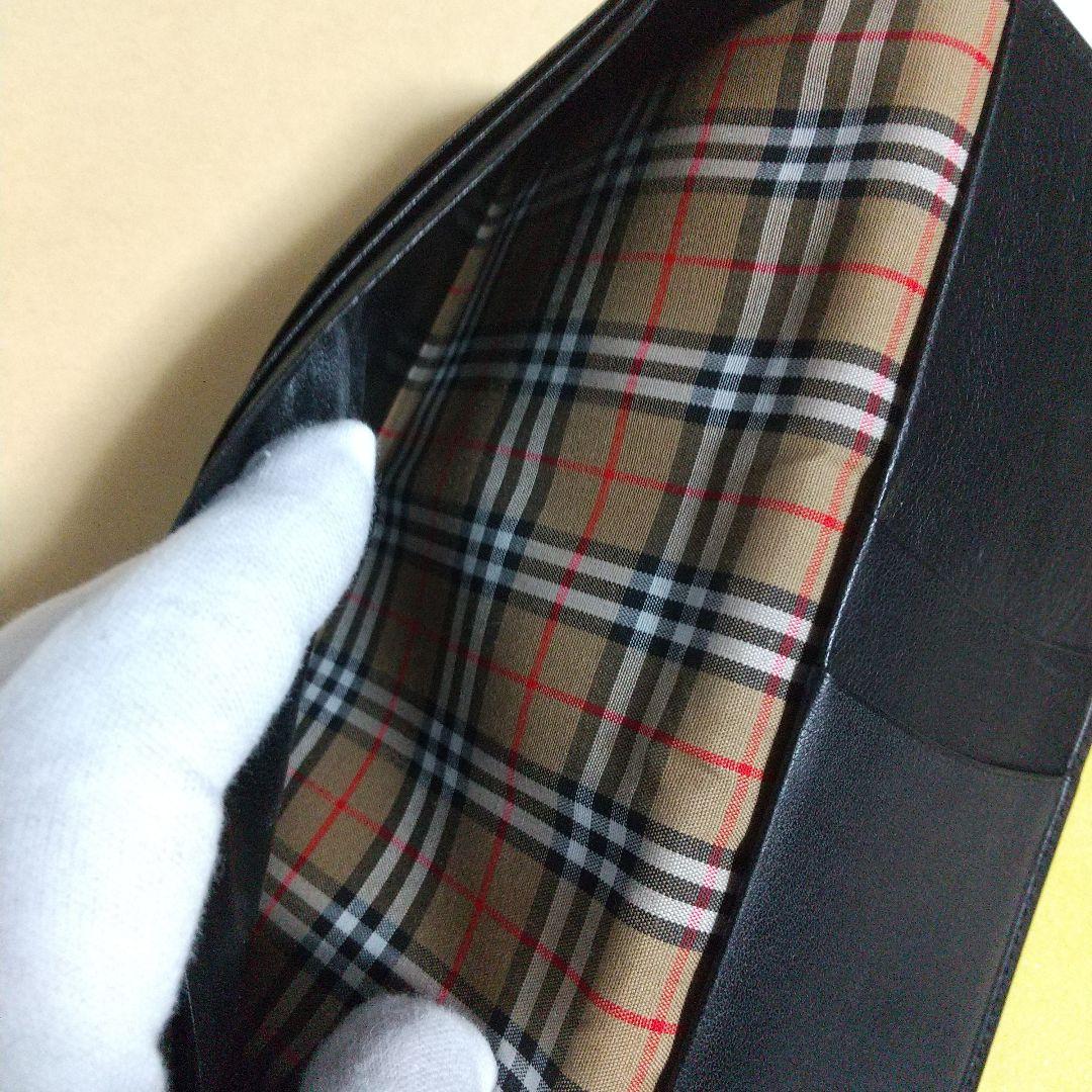 新品同様 BURBERRYS バーバリー 長財布 薄型 無地 ノバチェック 黒