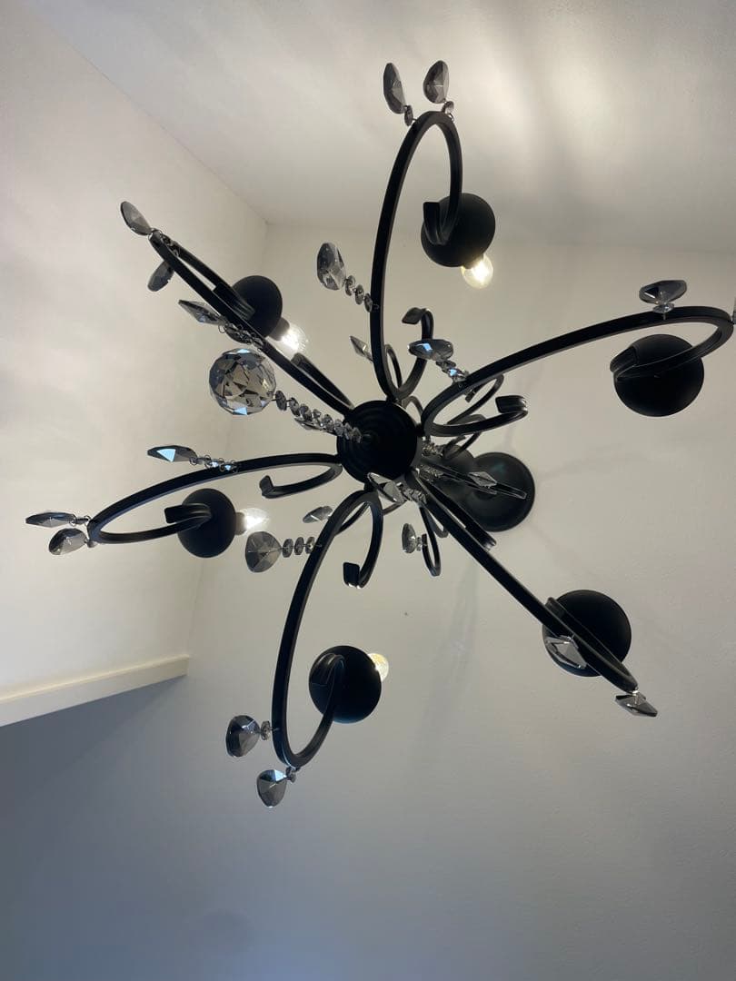 6灯 シャンデリア ルイーズ MU-RA系 ブラック カフェ 美容院 LED対応