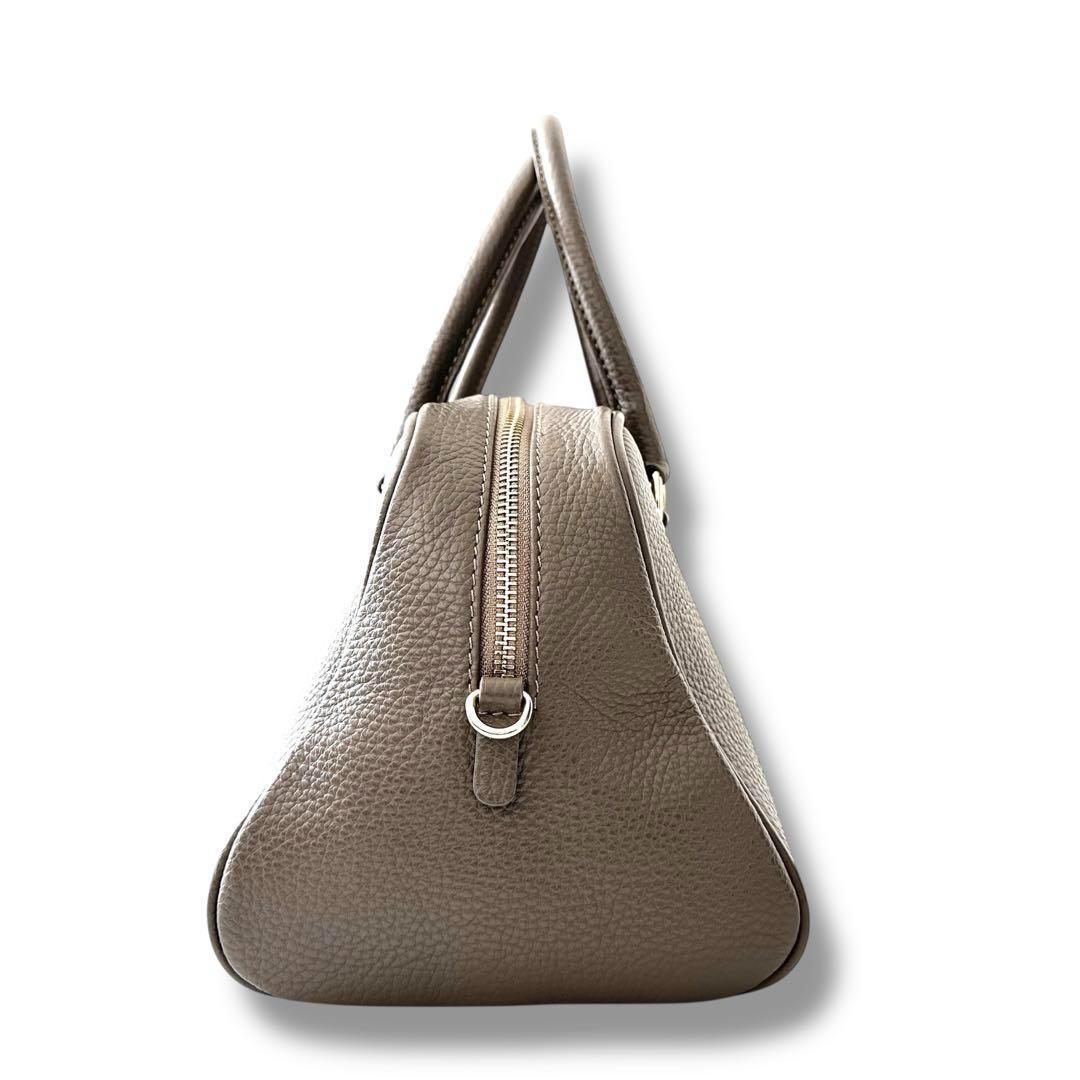 未使用級 クリスチャンヴィラ ボストン 2way バッグ シボ革 牛革 トープ