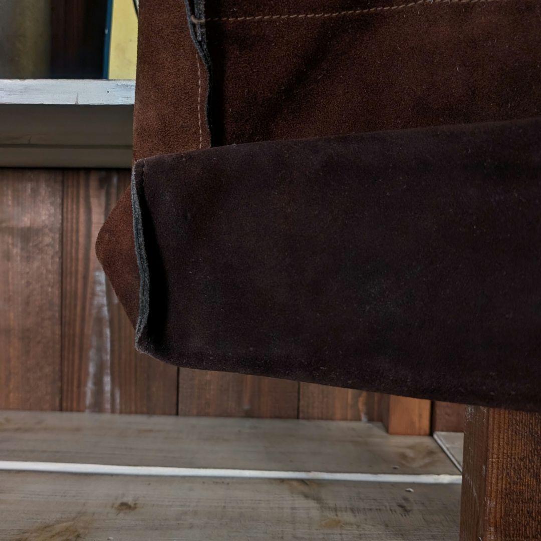 VINTAGE　本革　スエードレザー　トートバッグ　ダークブラウン　中サイズ