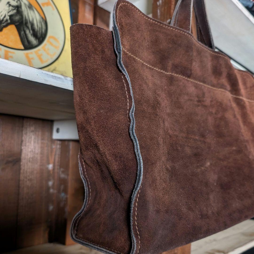 VINTAGE　本革　スエードレザー　トートバッグ　ダークブラウン　中サイズ