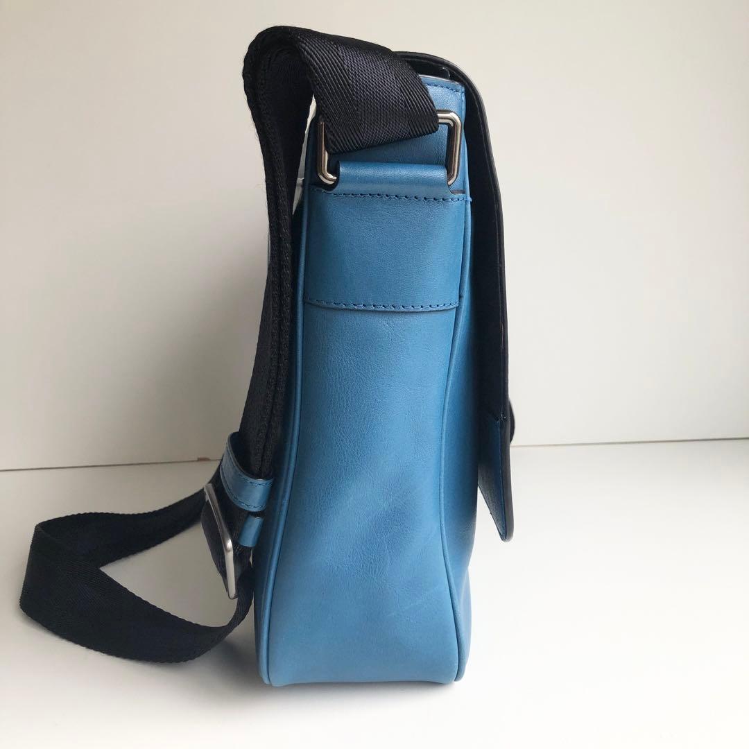 美品✨コーチ COACH メンズ メッセンジャーバッグ レザー ブルー