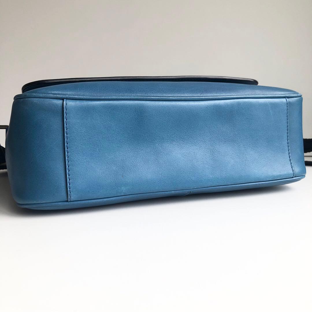 美品✨コーチ COACH メンズ メッセンジャーバッグ レザー ブルー