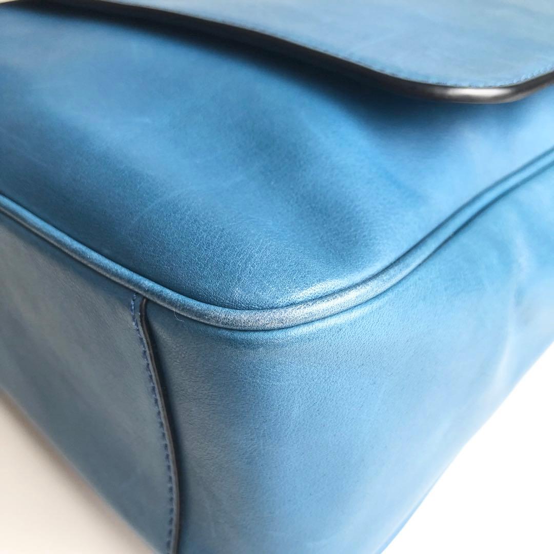 美品✨コーチ COACH メンズ メッセンジャーバッグ レザー ブルー