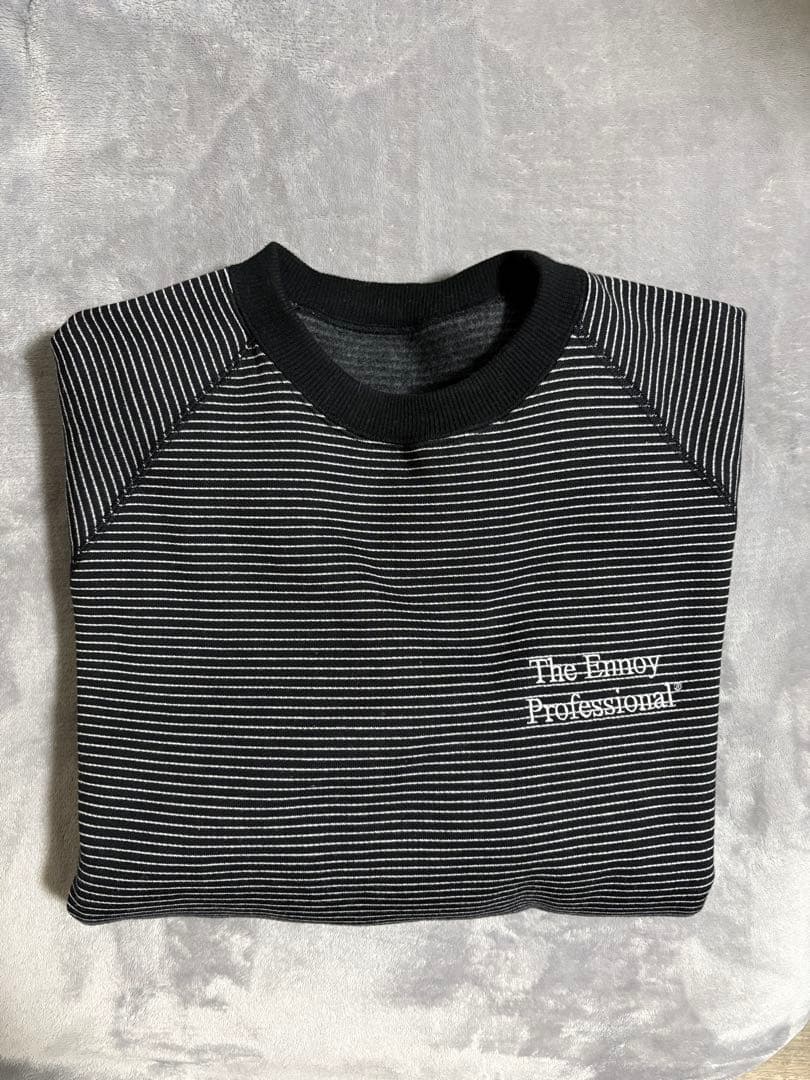 トップス 25AW ENNOY BORDER CREW NECK SWEAT BLACK