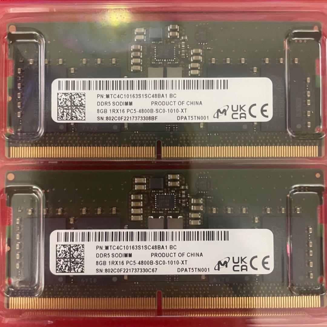 ぶ*み様 DDR5 16GB(8GB×2) ノート用 4800MHz Micro
