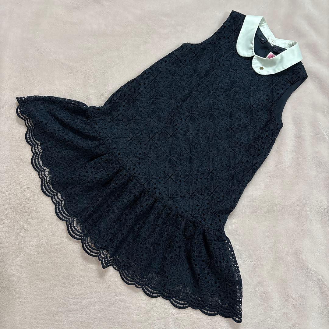 ケイトスペード レース ノースリーブ ワンピース ネイビー 襟付き 130