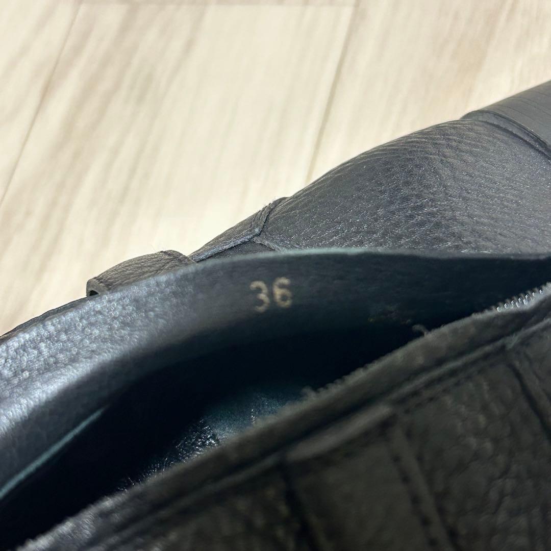 プラダ PRADA ゴールドプレートロゴ レザー ロングブーツ 23cm