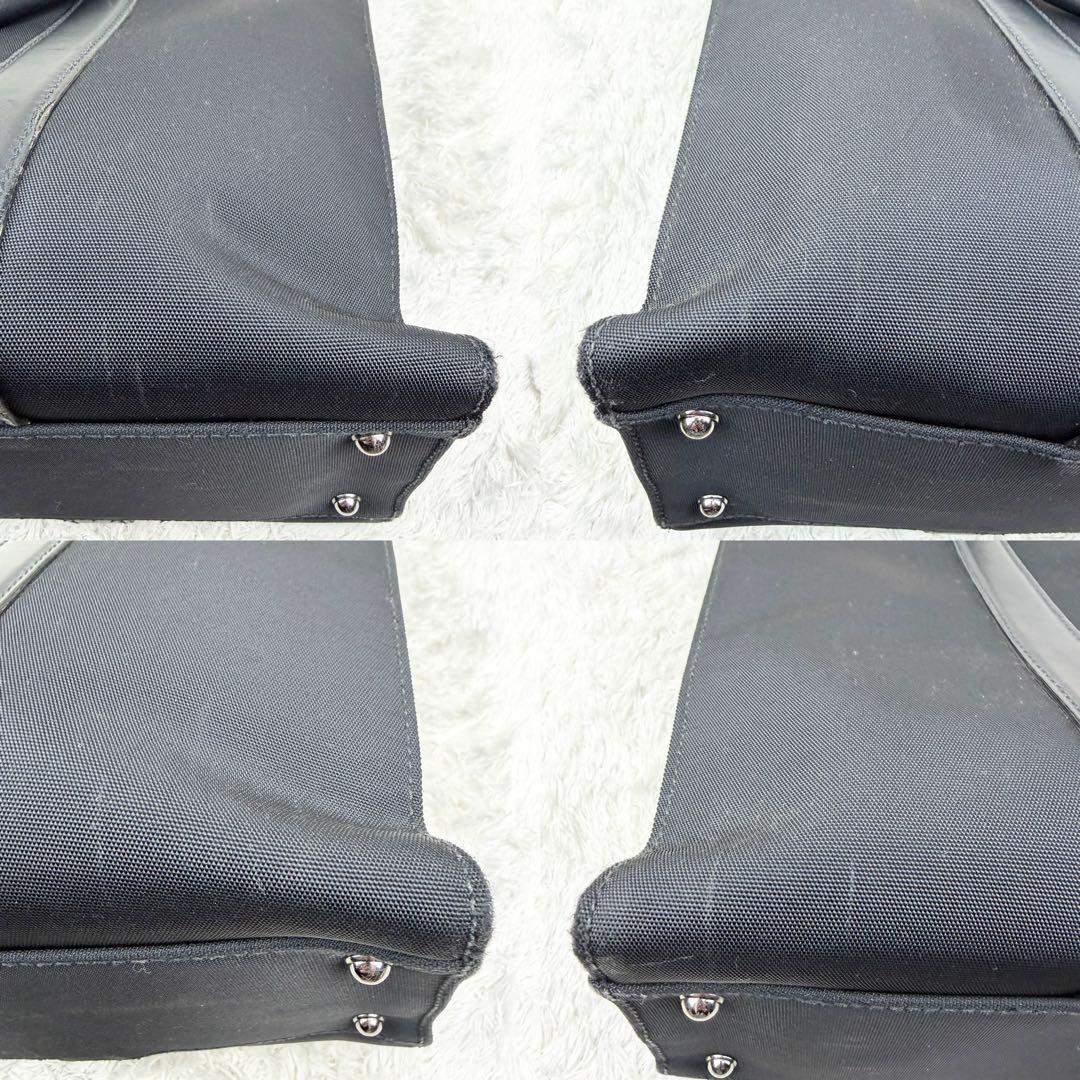 【美品】GUCCI グッチ ビジネスバッグ ロゴ金具 レザー×ナイロン ブラック