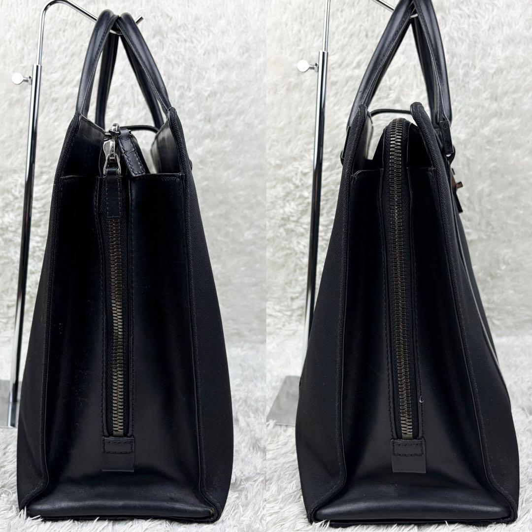 【美品】GUCCI グッチ ビジネスバッグ ロゴ金具 レザー×ナイロン ブラック