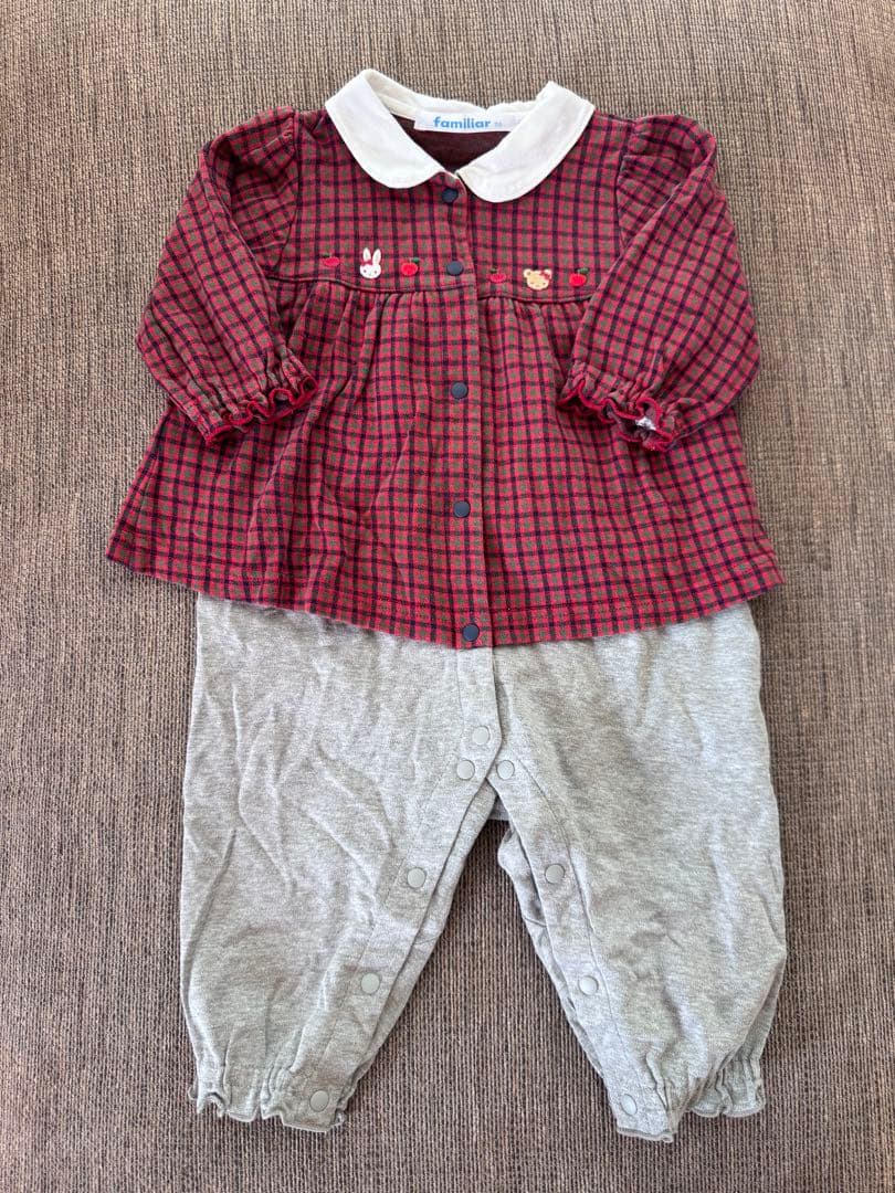 familiar チェック柄　カバーオール