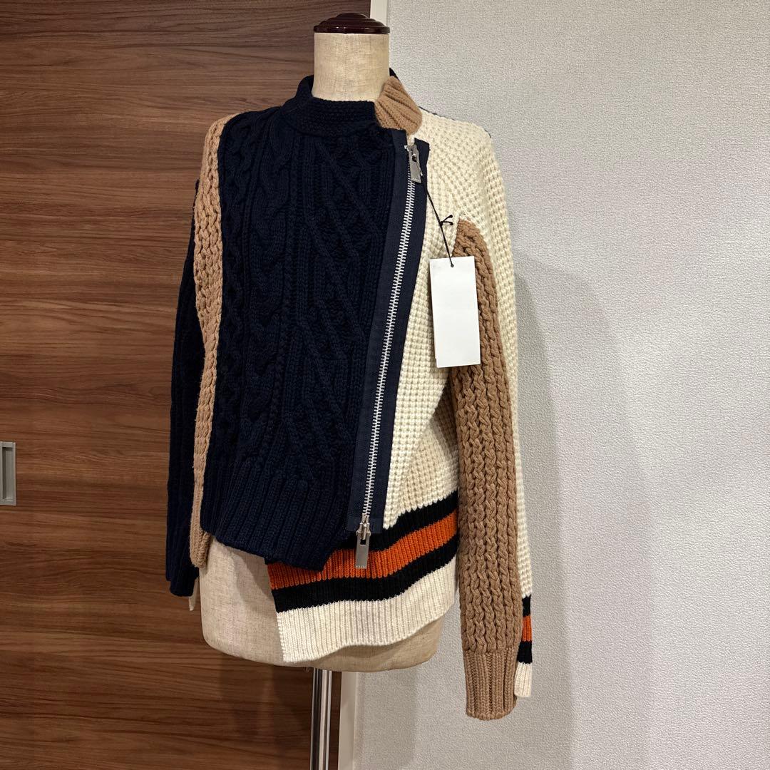 Sacai ジップアップ ライダースニット 1 18-04025 18AW