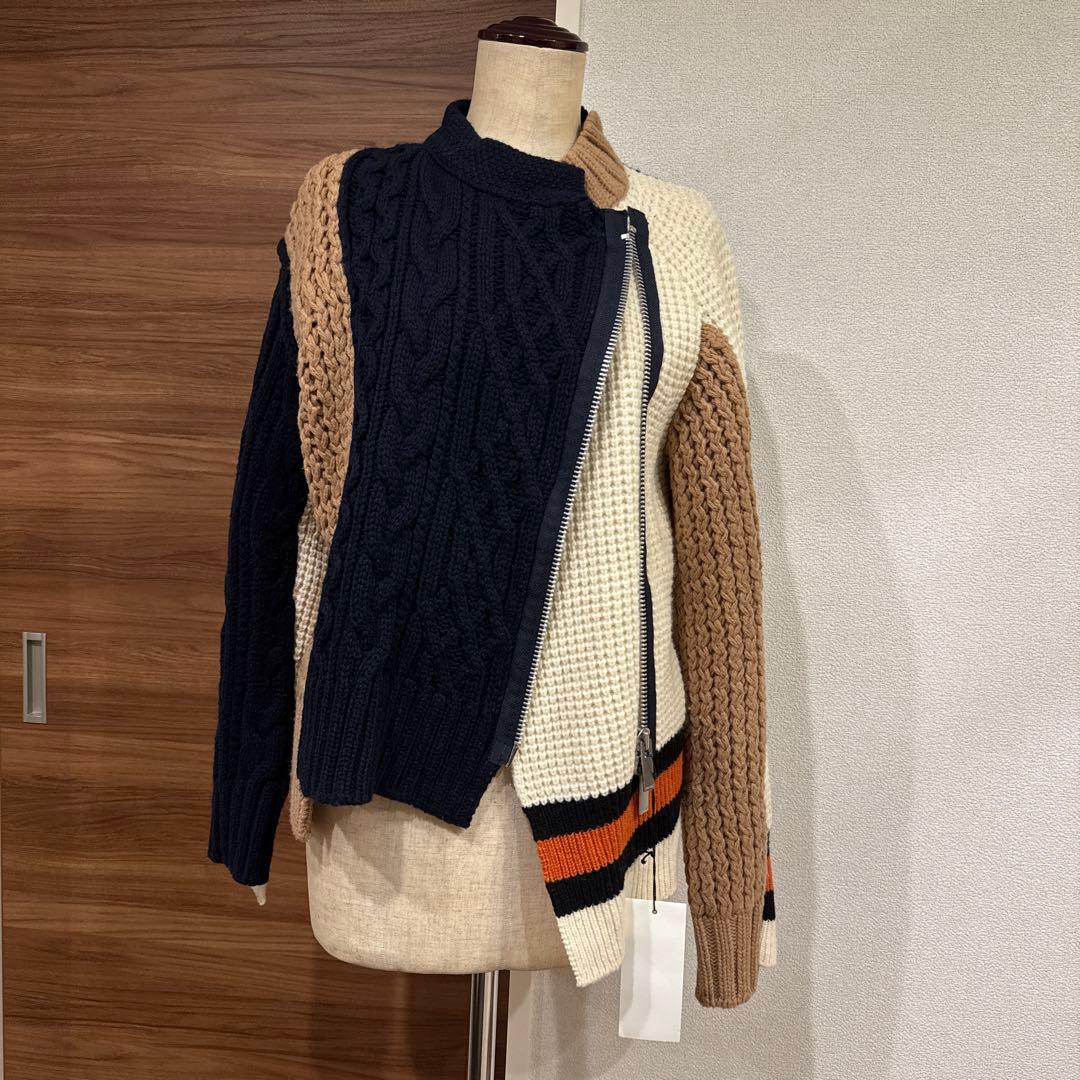 Sacai ジップアップ ライダースニット 1 18-04025 18AW