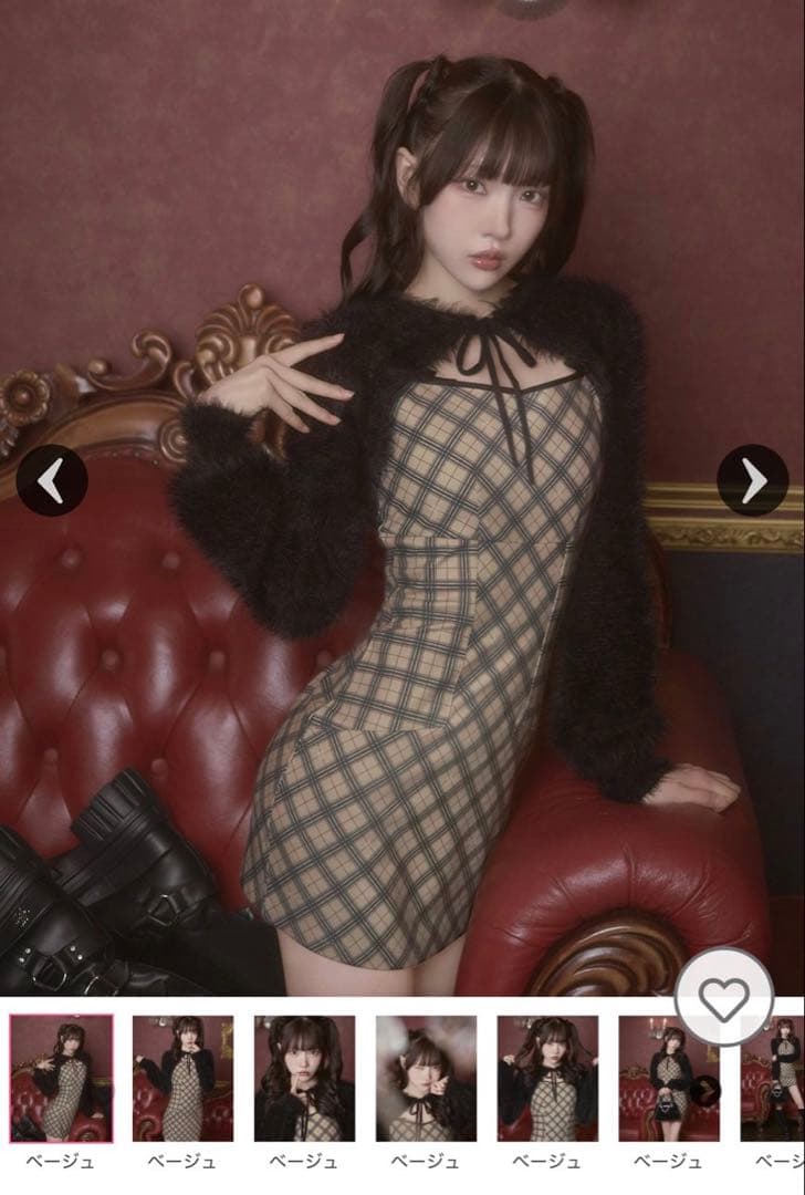 ミシェルマカロン　オリジナルチェック柄アンサンブルミニワンピース