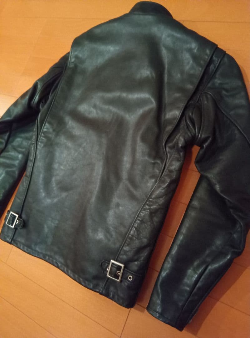 美品SCHOTTシングルライダース14134黒ブラック米国製オイルドカウレザー