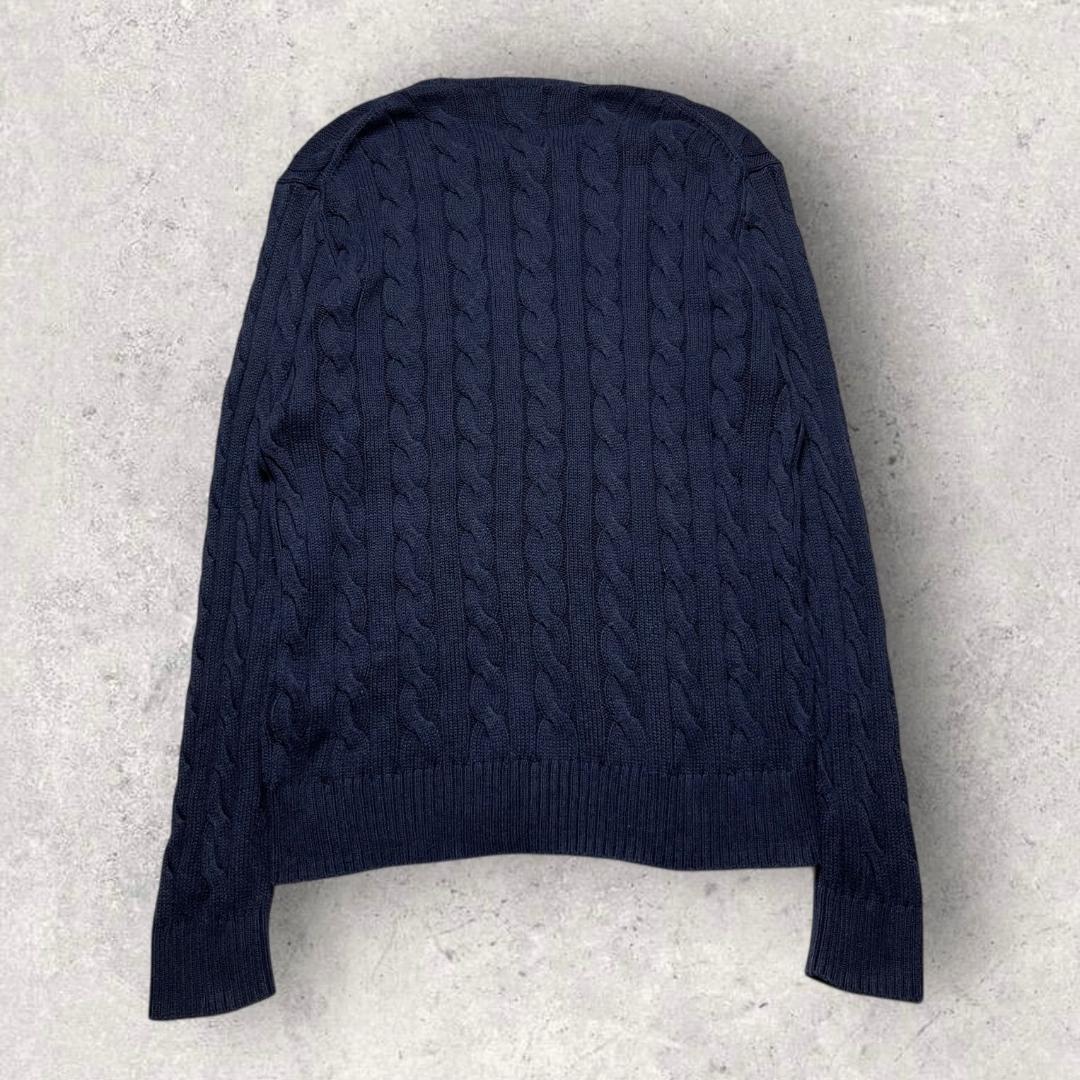 ポロラルフローレン コットン ケーブルニット セーター ネイビー M ポニー刺繍
