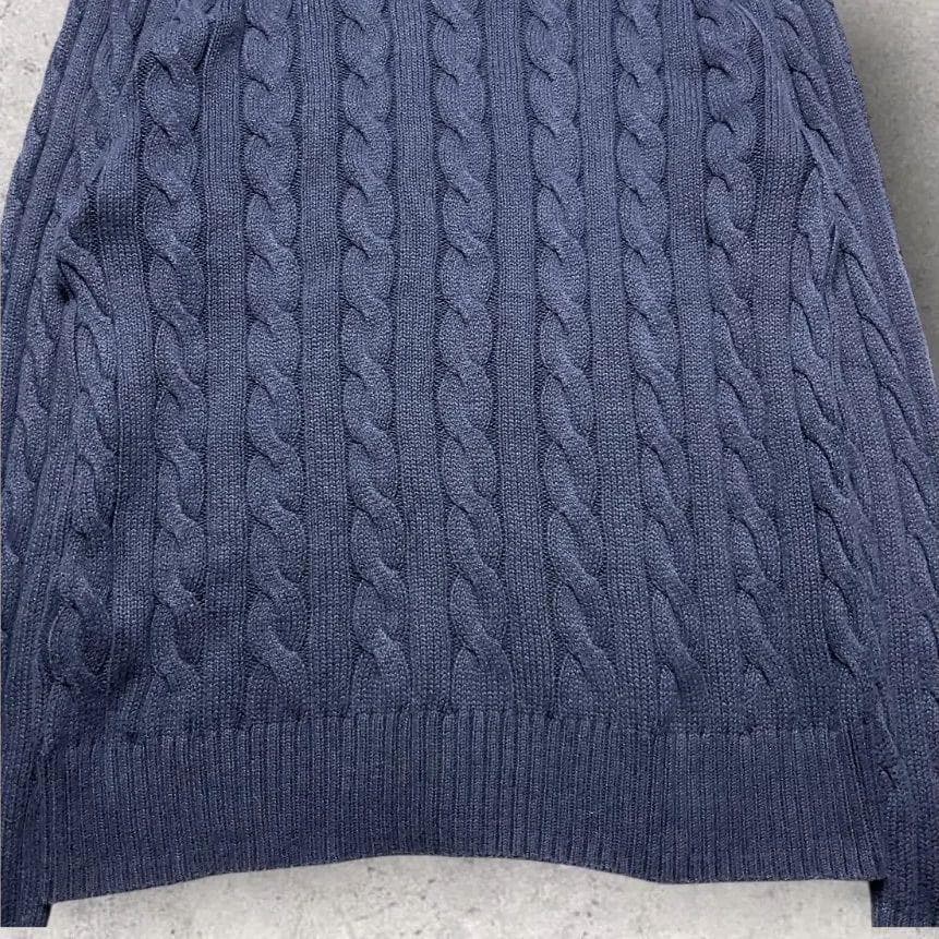 ポロラルフローレン コットン ケーブルニット セーター ネイビー M ポニー刺繍