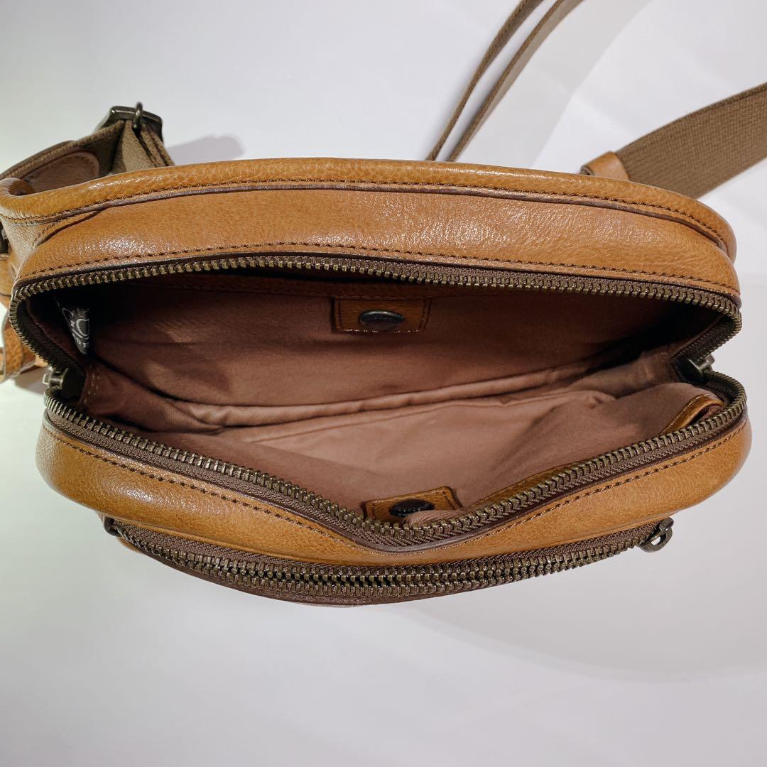 HERGOPOCH レザーボディバッグ キャメルカラー 日本製