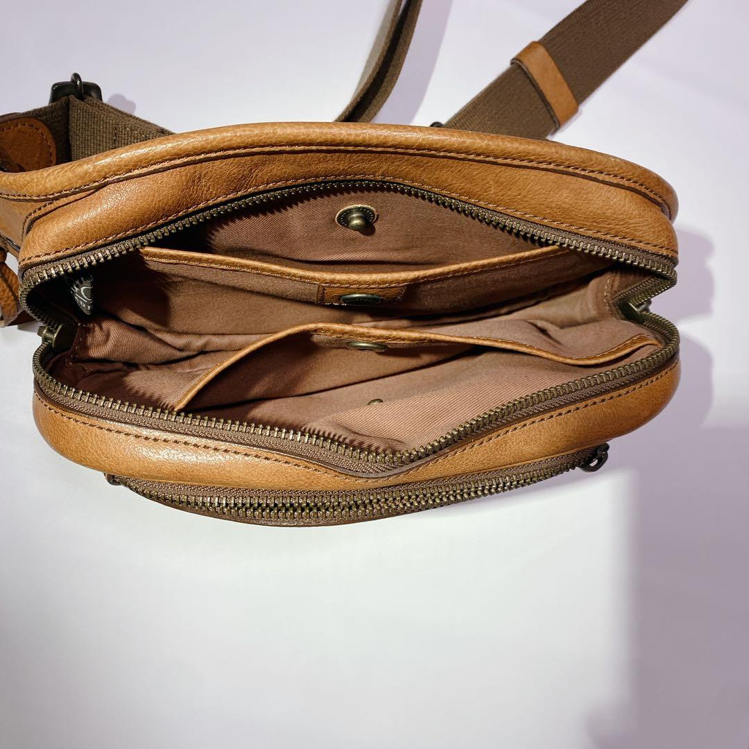 HERGOPOCH レザーボディバッグ キャメルカラー 日本製