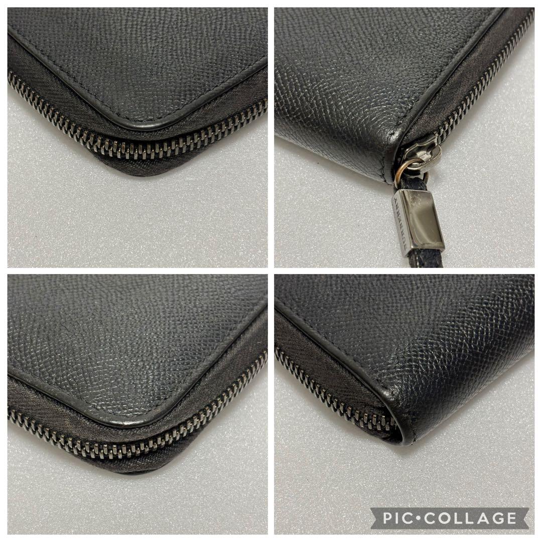 バーバリー　オーガナイザー　長財布　ラウンドジップ　レザー　ブラック