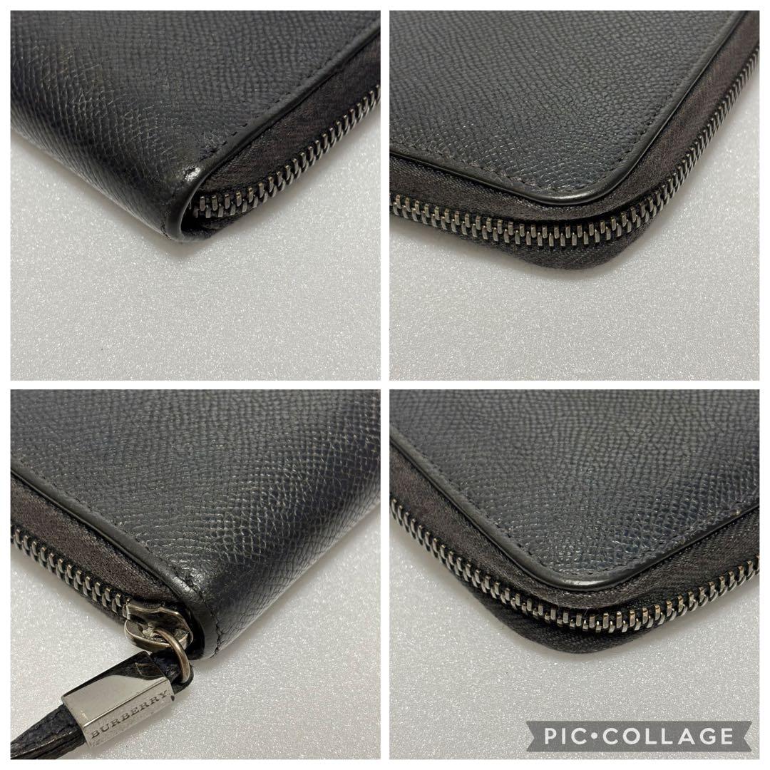 バーバリー　オーガナイザー　長財布　ラウンドジップ　レザー　ブラック