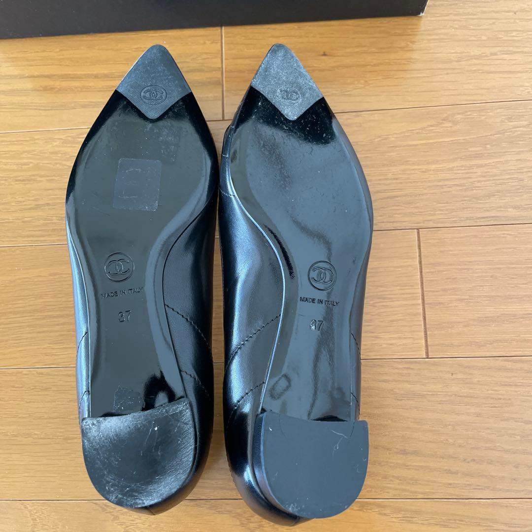 CHANELシャネル　レザーパンプス　ブラック37 箱付