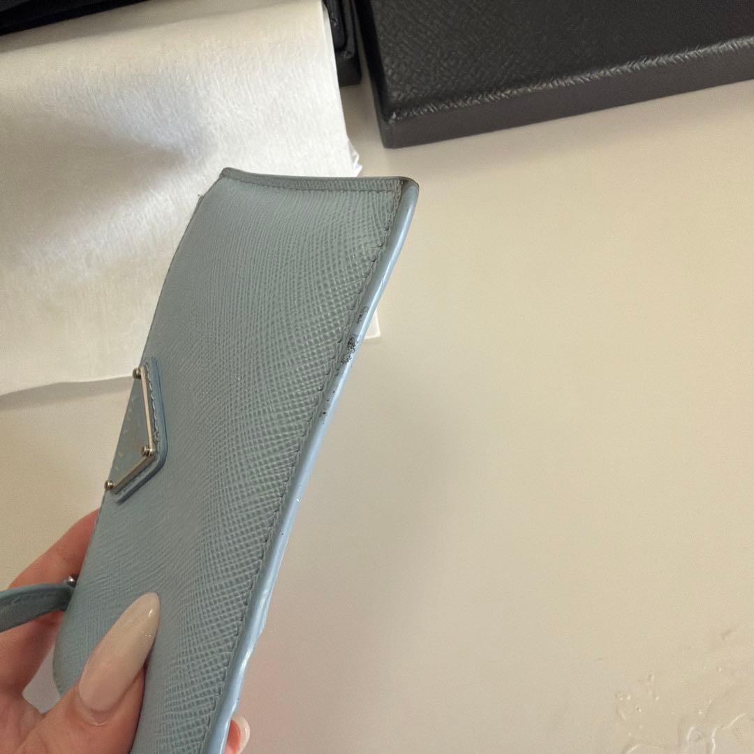 PRADA レザー ケース　ウォレット　カードケース　ライトブルー