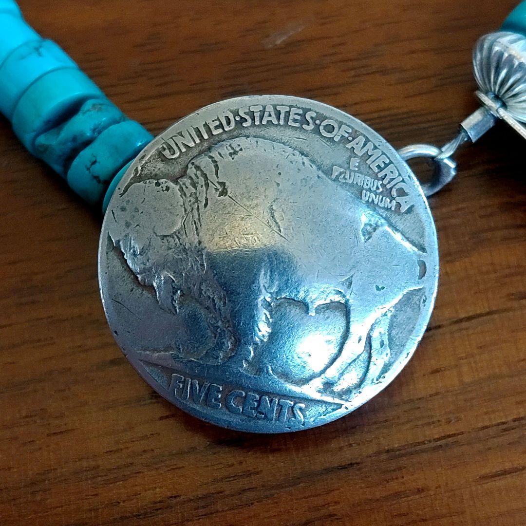 ナバホ　QUA-TSI（クワチ）5セントコンチョ　ターコイズ　ブレスレット