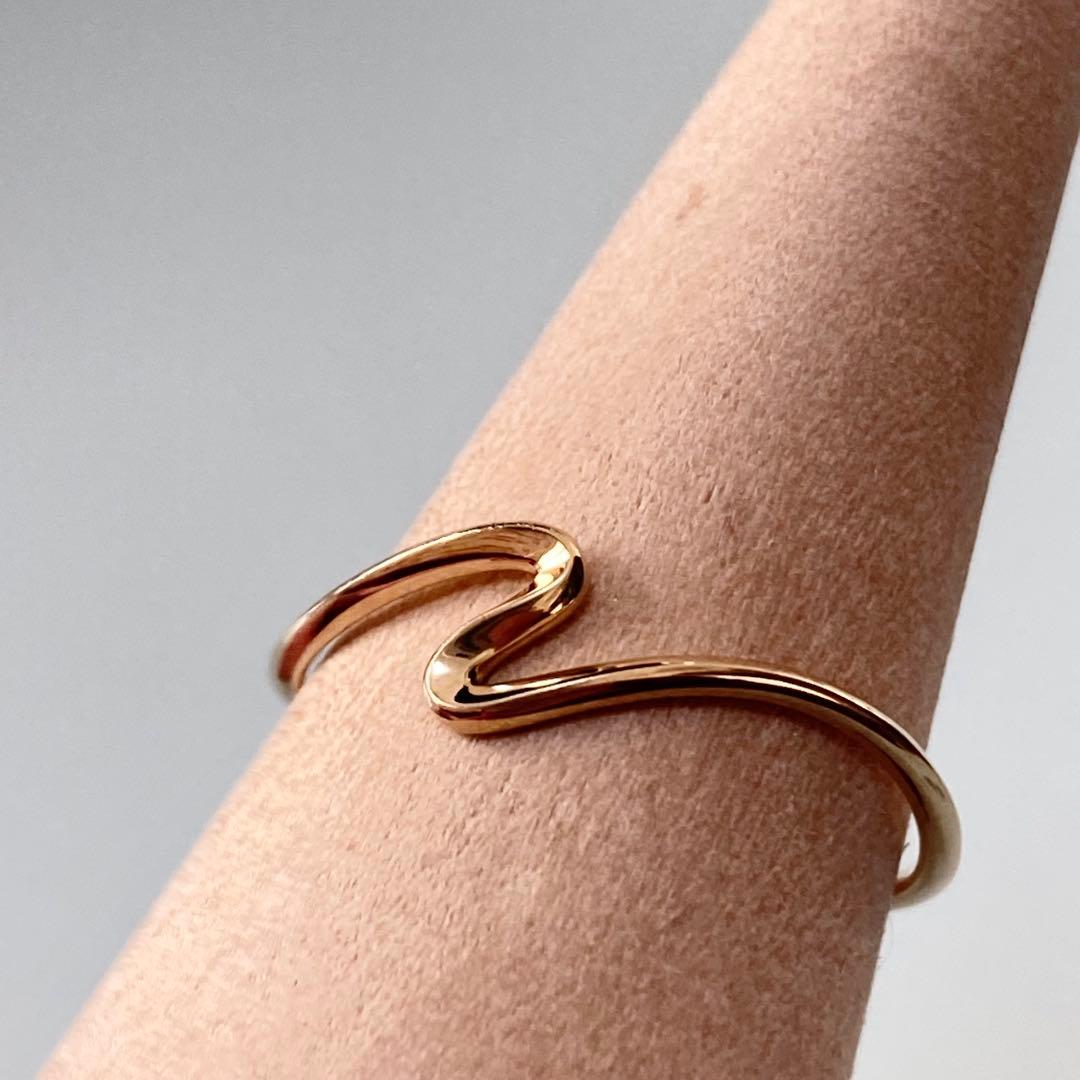 ete K10 ウェーブ リング 15号 レイヤード 美品