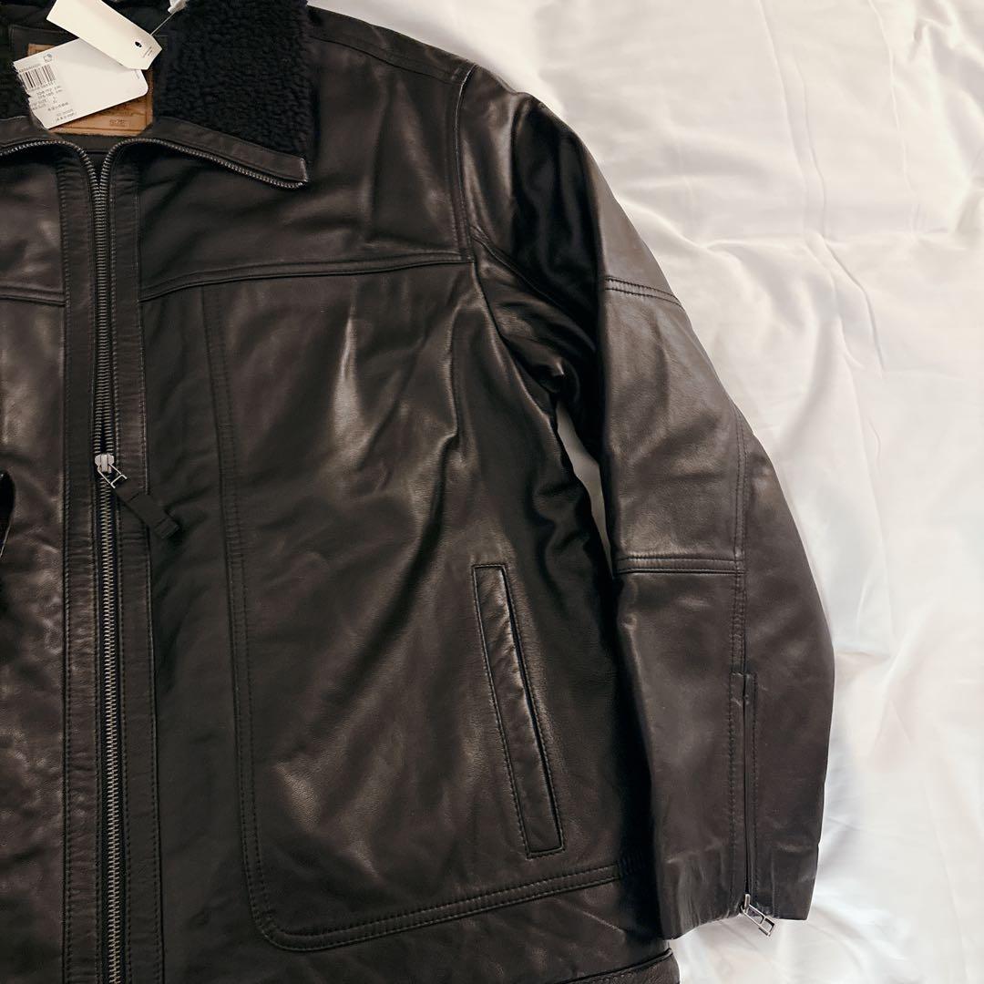 【新品タグ付】リーバイス 本革シープスキン 襟ボア レザージャケット L 黒