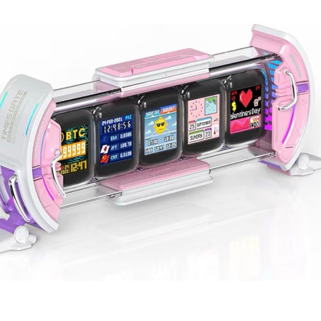 5画面置時計Divoom Times Gate RGBスクリーン ピンク