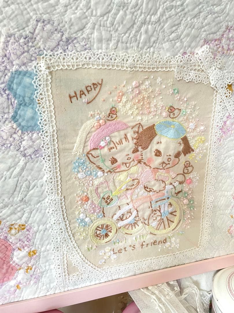 専用になります♡アンティークキルト＆ハンドメイド刺繍フレーム·͜· ♡