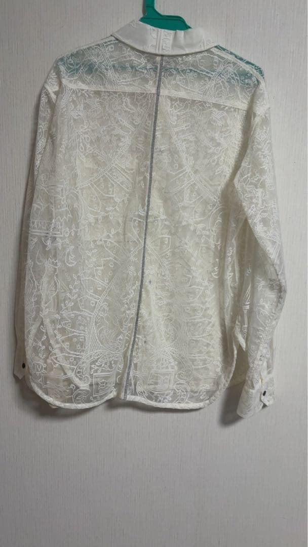 SHINYA KOZUKA レース柄 長袖ホワイトシャツ