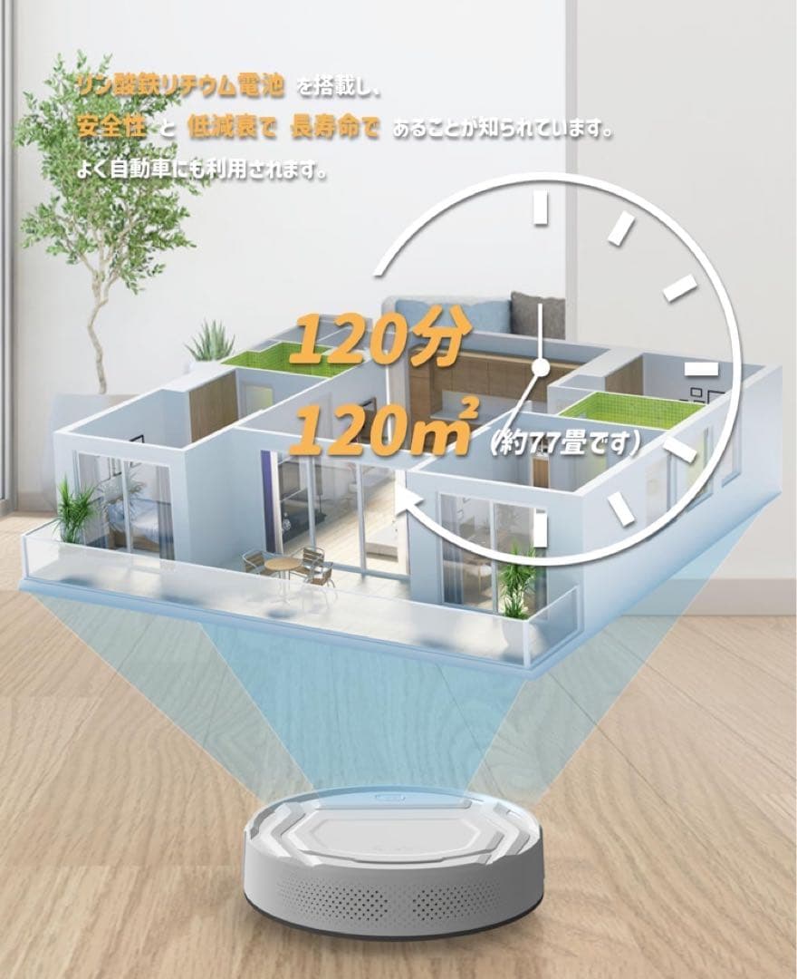 ロボット掃除機 強力吸引 お掃除ロボット 静音 リモコン遠隔操作 ホワイト