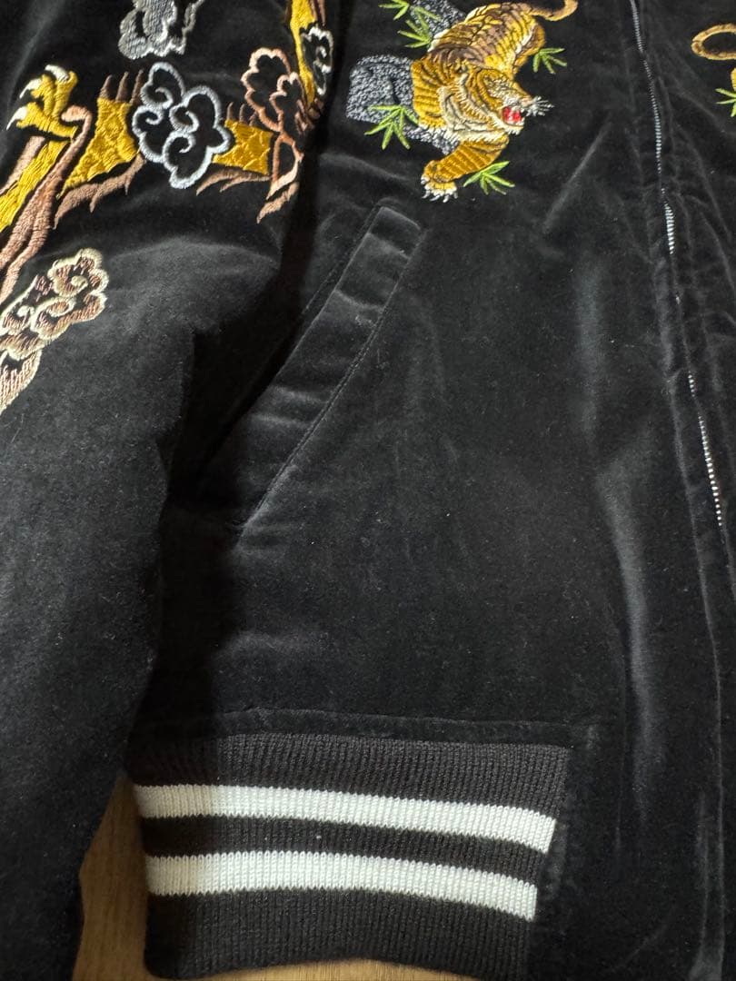 hoshihime 別珍 スカジャン スーベニアジャケット ブラック 虎 蛇