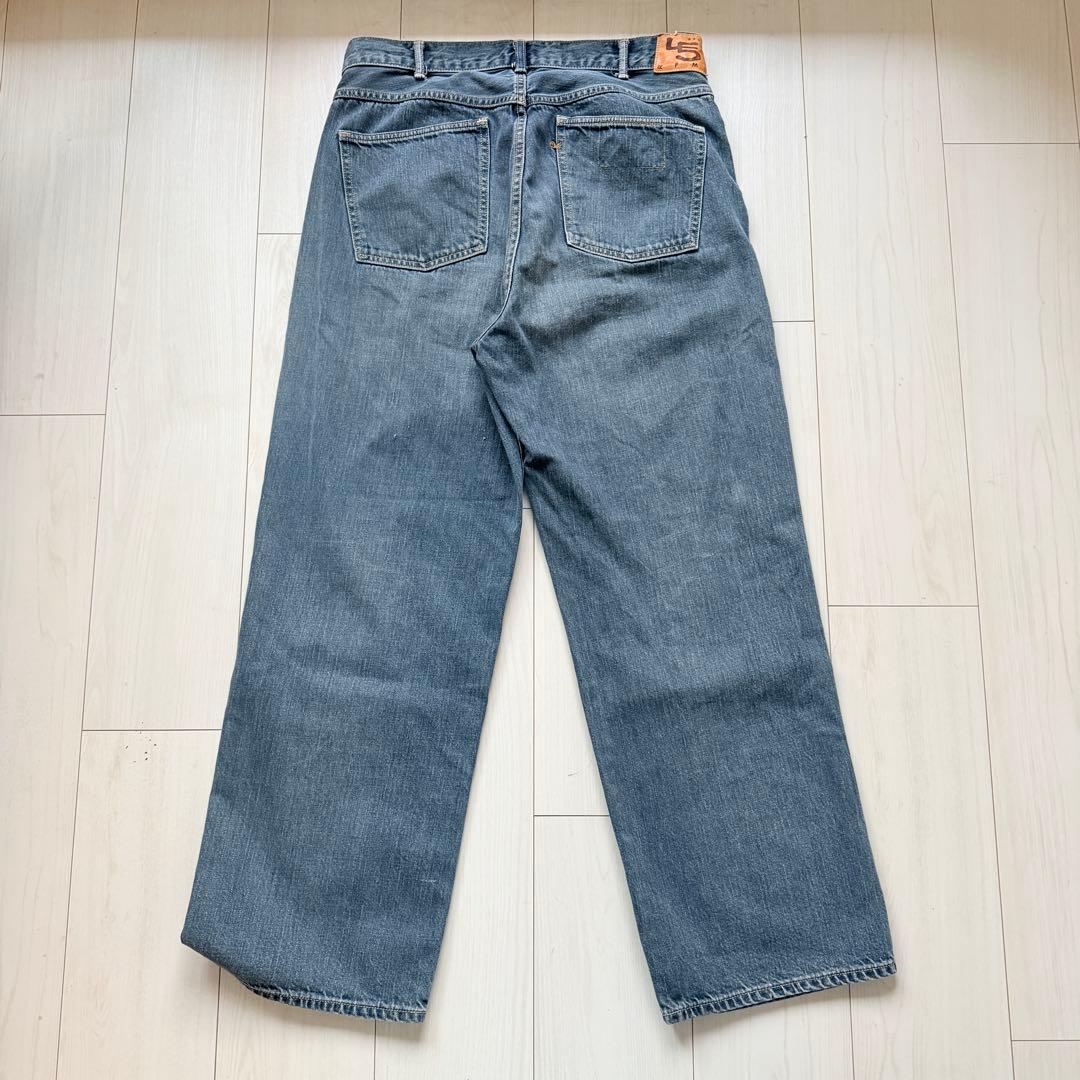 希少✨ 45R ライ麦デニムのシャルロット5 影色納戸 重 ワイドデニム