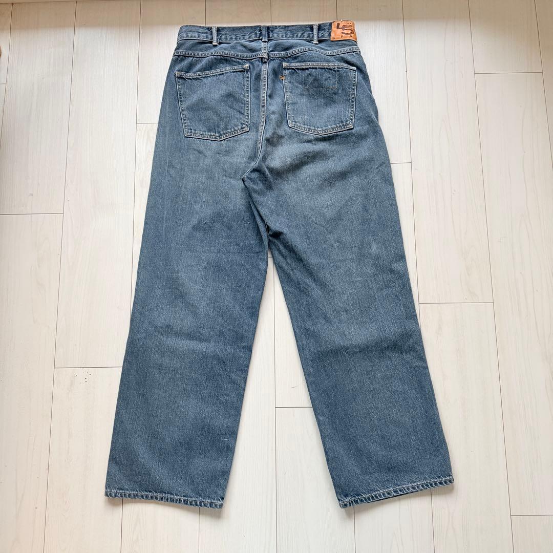 希少✨ 45R ライ麦デニムのシャルロット5 影色納戸 重 ワイドデニム