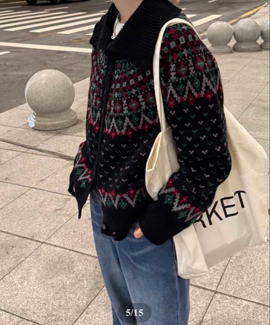 ムーミン 新品fashiru wool fairisle cardigan