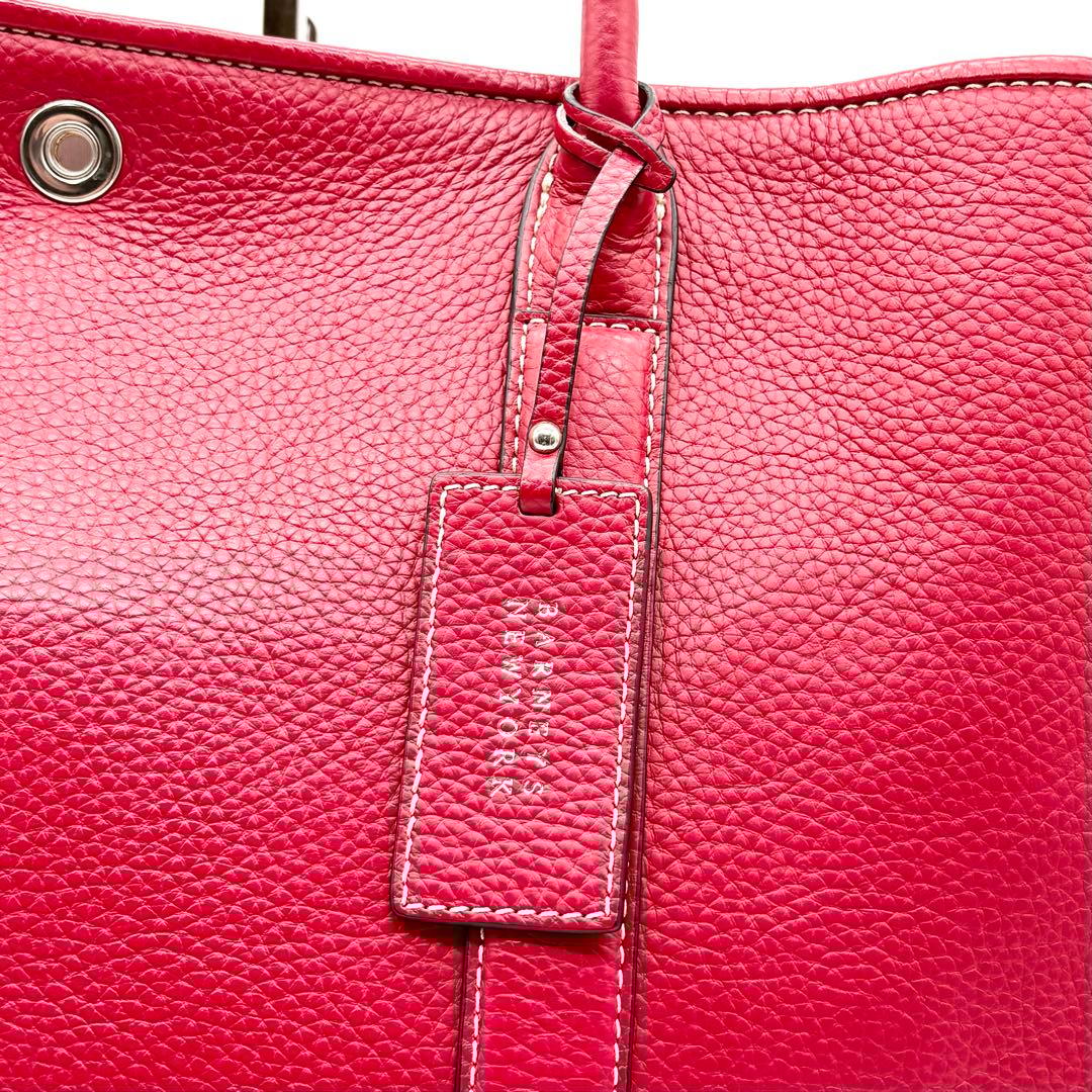 【美品】バーニーズニューヨーク トートバッグ レザー A4可 肩掛け レッド