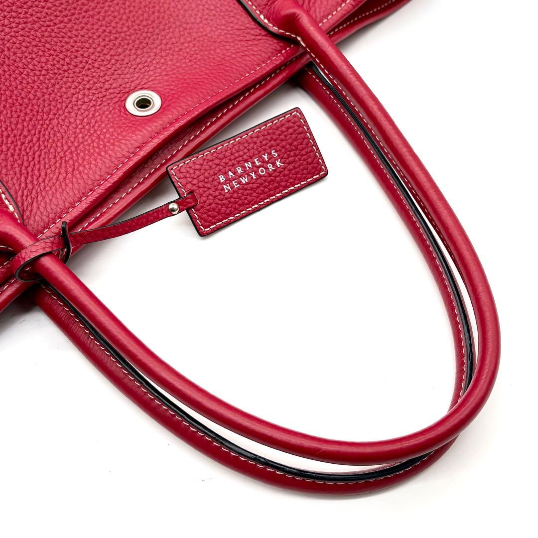 【美品】バーニーズニューヨーク トートバッグ レザー A4可 肩掛け レッド