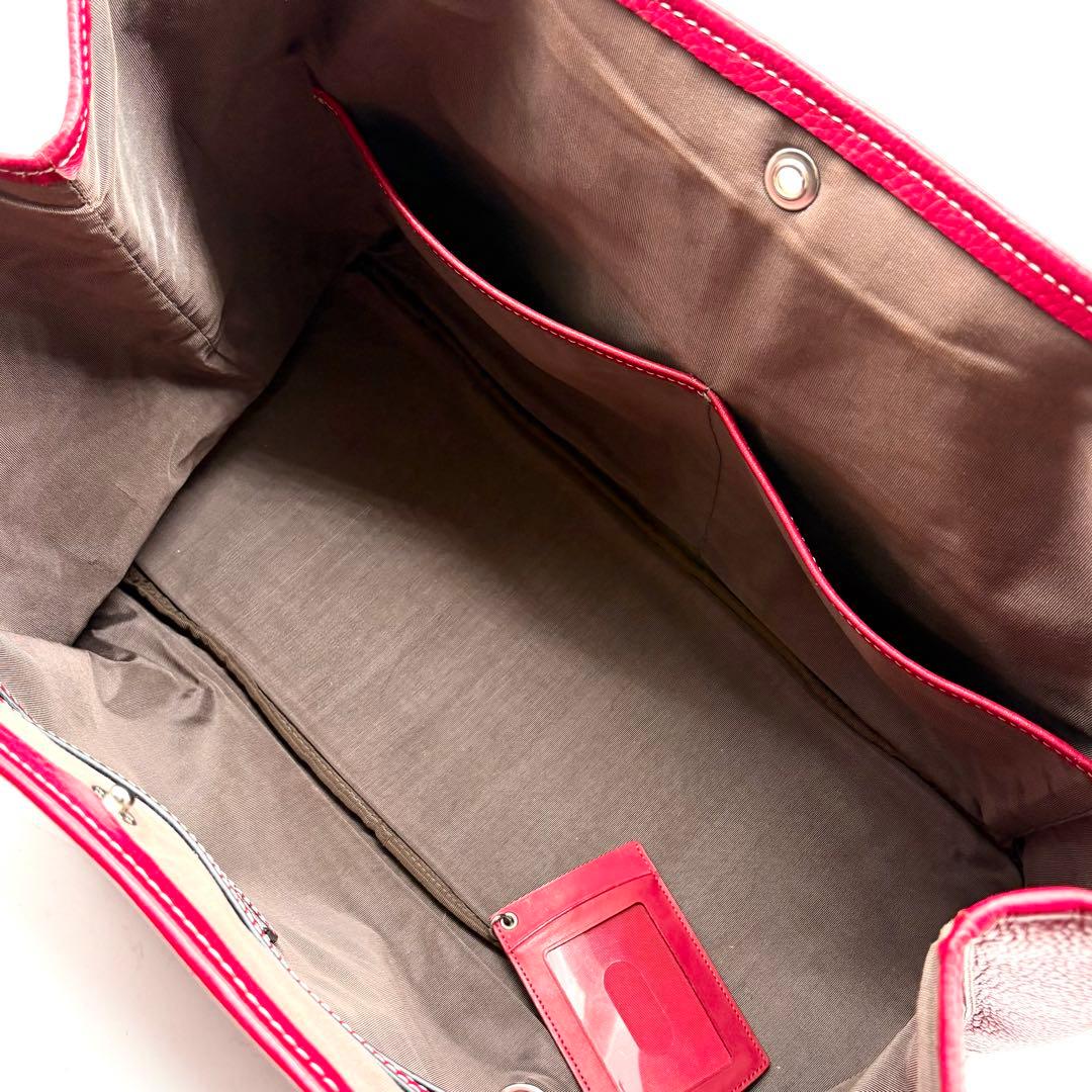 【美品】バーニーズニューヨーク トートバッグ レザー A4可 肩掛け レッド