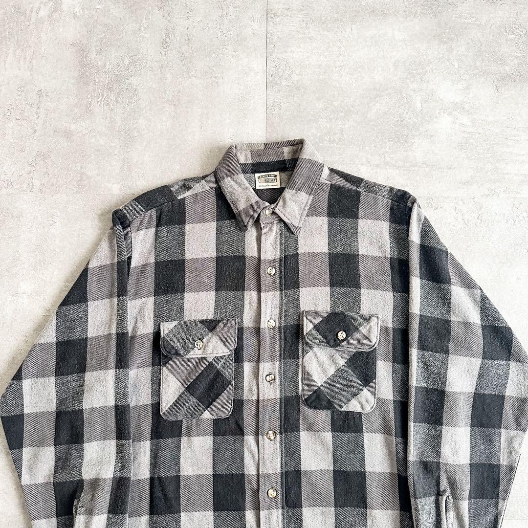 90s FIVE BROTHER ブラック グレー ブロックチェック ヘビーネル