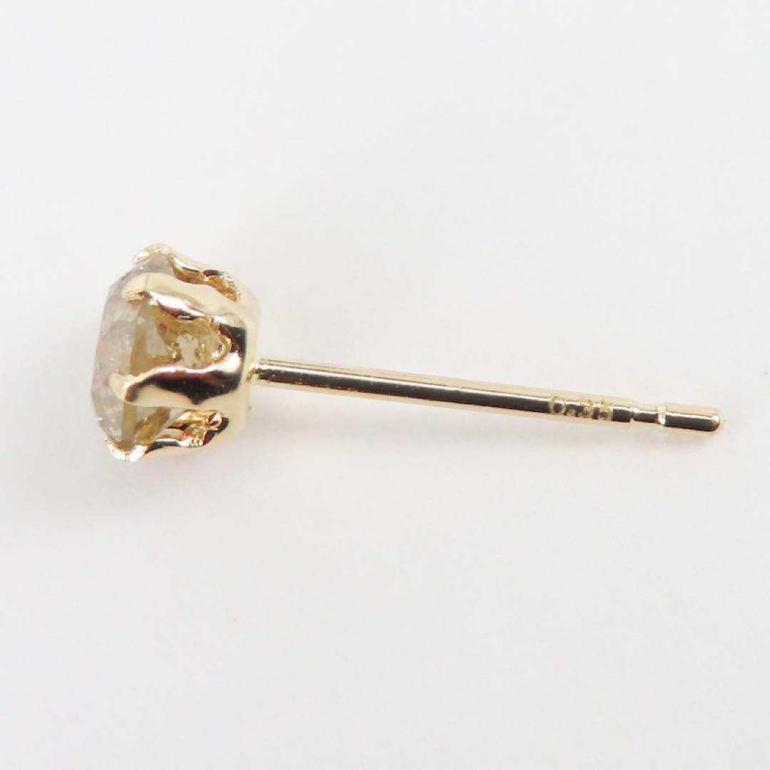 8*様 K18YG ダイヤモンド0.35ct 片耳ピアス　一粒ピアス　ブラウン系