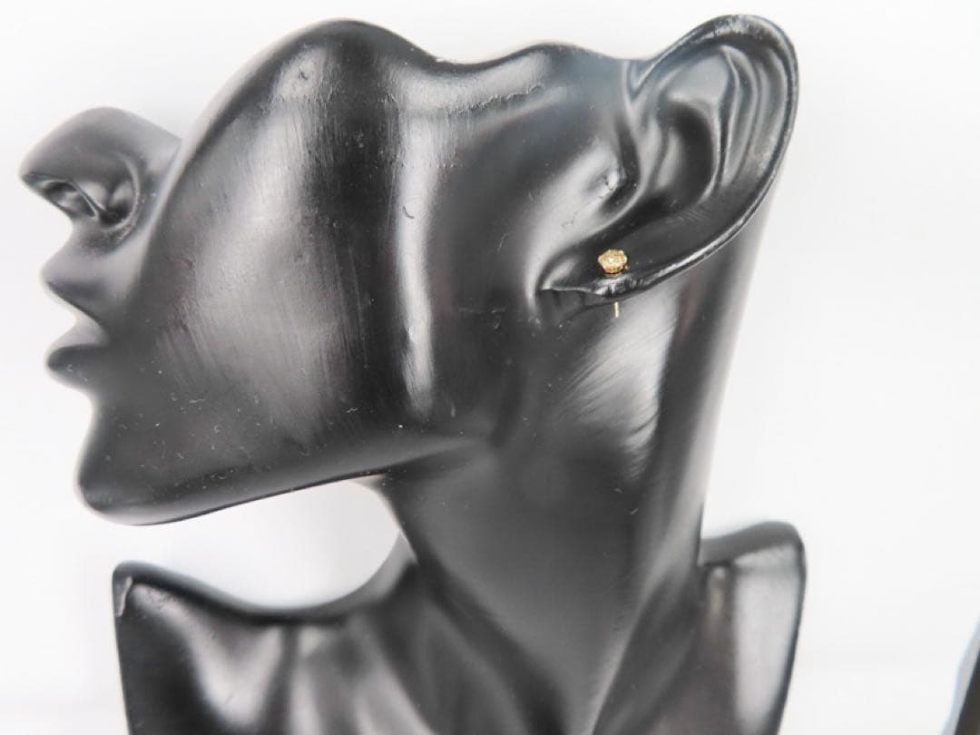 8*様 K18YG ダイヤモンド0.35ct 片耳ピアス　一粒ピアス　ブラウン系